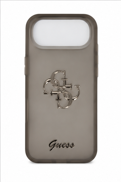 Guess 4G Silicone Script Big Metal Logo Hülle für Apple iPhone Air – Premium Silikon Case Braun