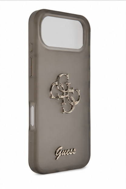 Guess 4G Silicone Script Big Metal Logo Hülle für Apple iPhone Air – Premium Silikon Case Braun