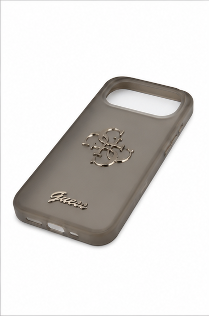 Guess 4G Silicone Script Big Metal Logo Hülle für Apple iPhone Air – Premium Silikon Case Braun