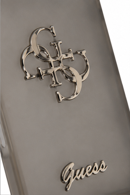 Guess 4G Silicone Script Big Metal Logo Hülle für Apple iPhone Air – Premium Silikon Case Braun