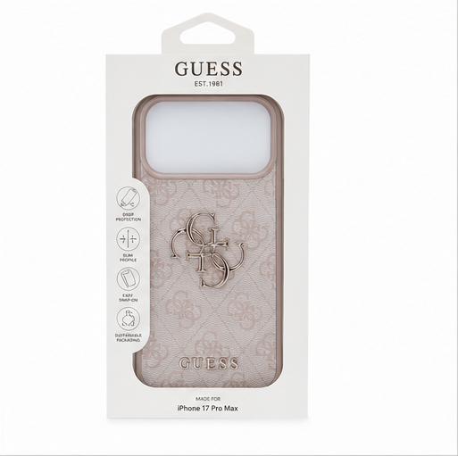 Guess PU 4G Metal Logo Hülle für Apple iPhone 17 Pro Max – Premium Handyhülle Schwarz
