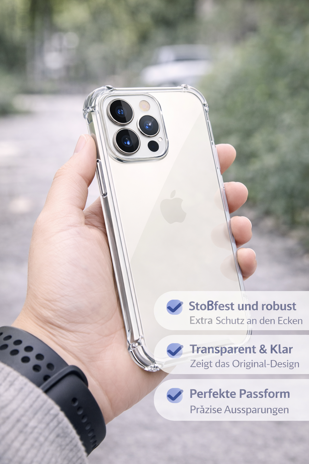 OKKES JUMP PLUS Case für iPhone 15 Pro – Transparent Stoßfest
