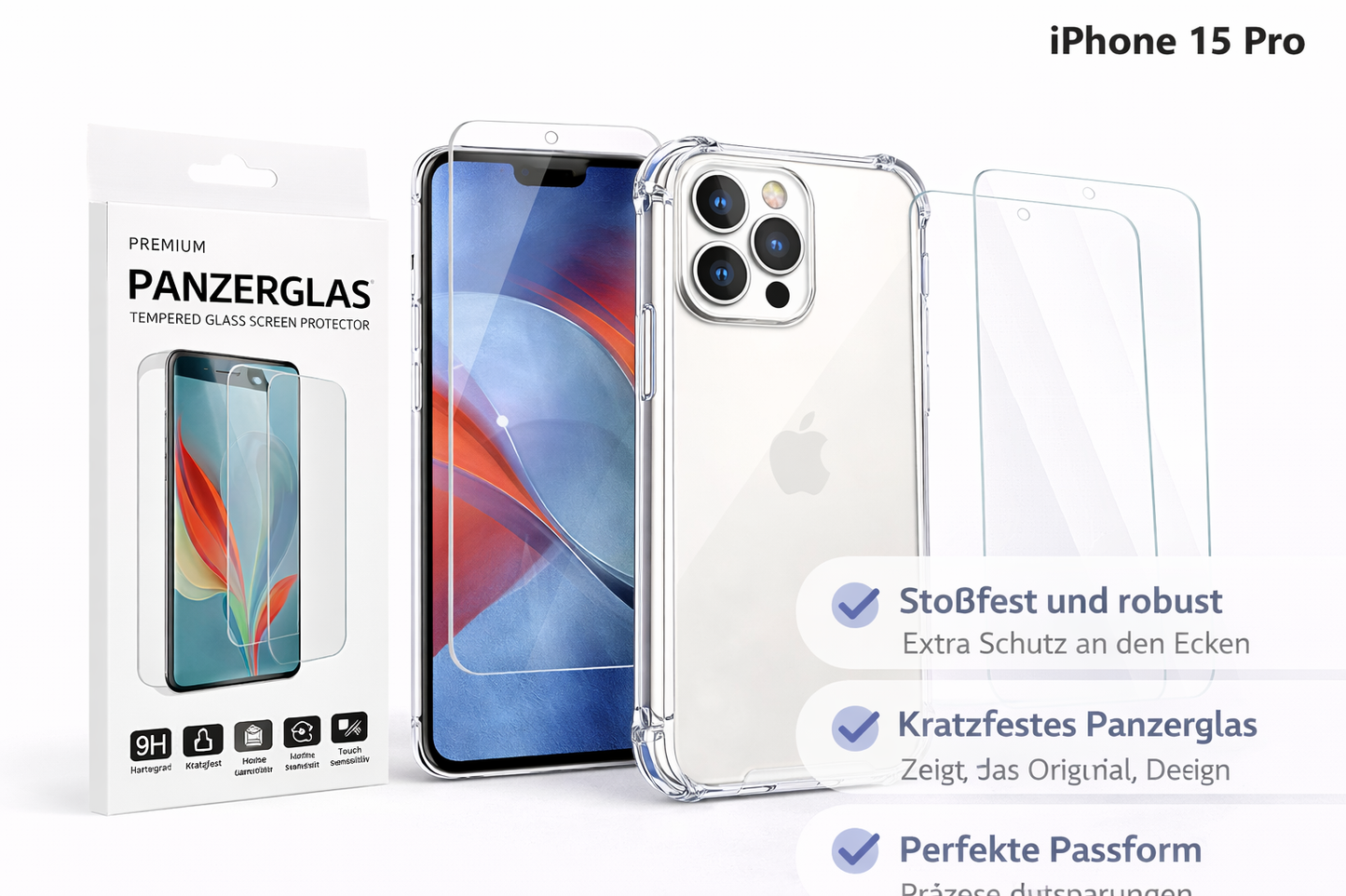 OKKES JUMP PLUS Case für iPhone 15 Pro – Transparent Stoßfest