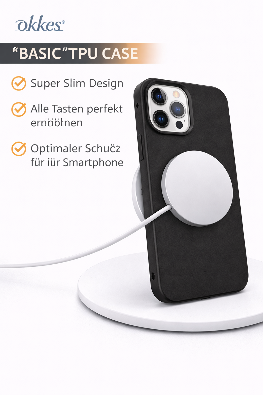 okkes Basic TPU Case für iPhone 15 Pro Max – Schwarz