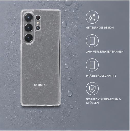 anco Shine Case für Samsung Galaxy S26 Ultra – Transparente TPU Hülle mit Glitzereffekt