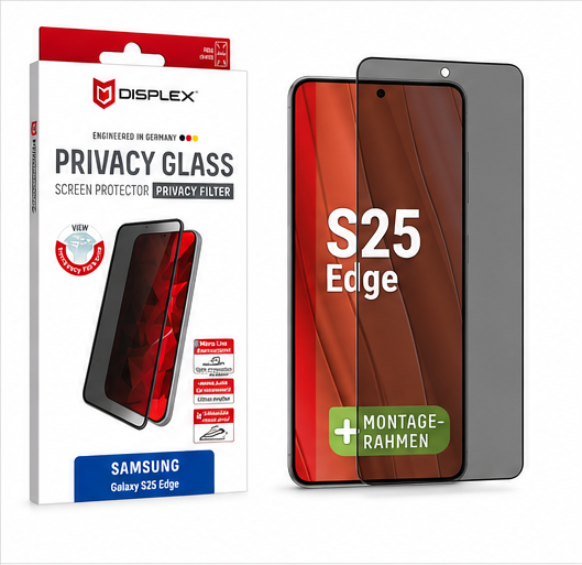 DISPLEX Privacy Full Cover Panzerglas für Samsung Galaxy S25 Edge