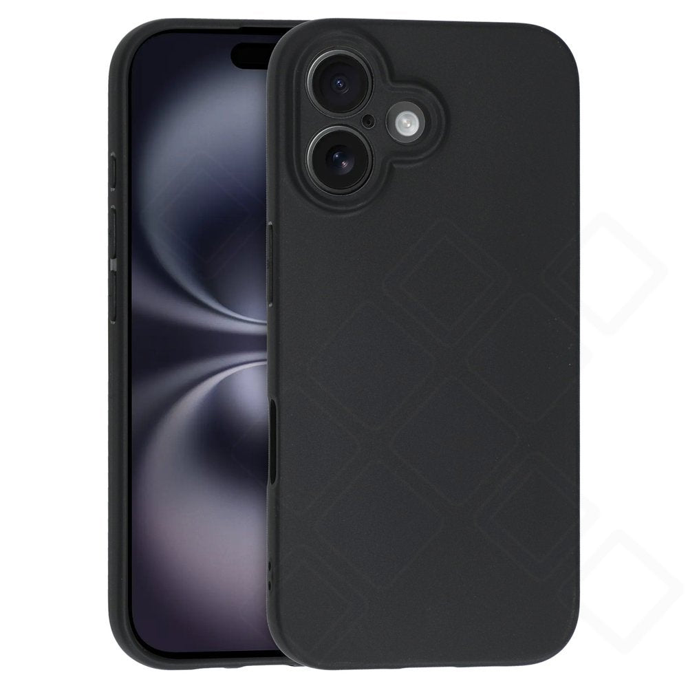 anco Dark Case für Apple iPhone 16 aus mattem TPU in Schwarz