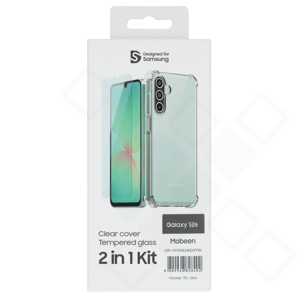 Designed for Samsung Clear Case + Tempered Glass für Samsung Galaxy S26 – Transparent