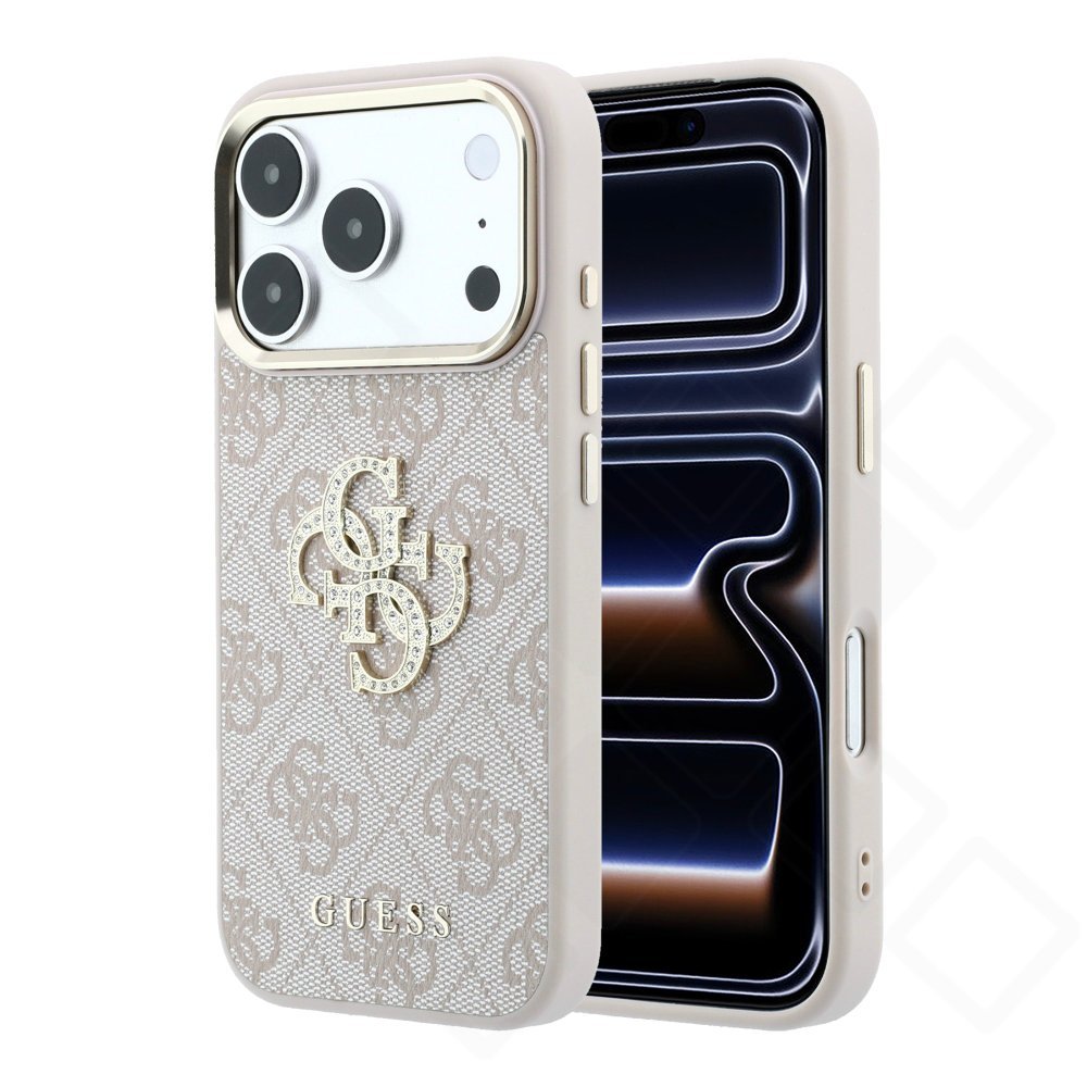 Guess 4G & Big Strass Logo Case für Apple iPhone 17 Pro, 18 Pro - pink