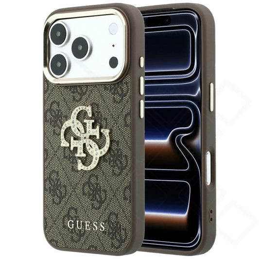 Guess 4G & Big Strass Logo Case für Apple iPhone 17 Pro Max, 18 Pro Max - brown