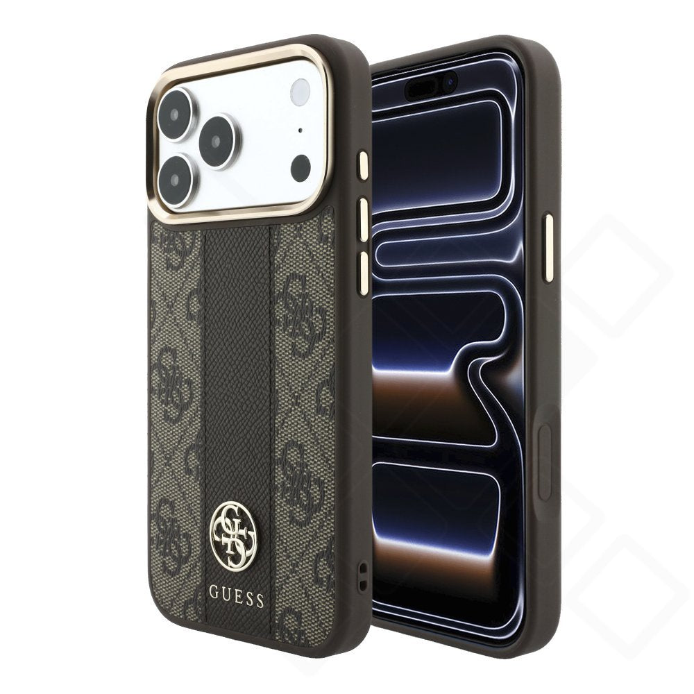 Guess 4G with Stripe Round and Classic Logos MagSafe für Apple iPhone 17 Pro, 18 Pro - brown
