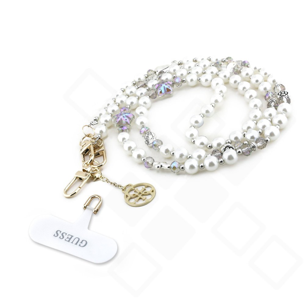 Guess Crossbody Strap Pearl and 4G Charm - white
