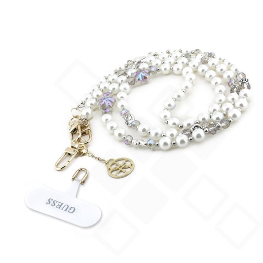 Guess Crossbody Strap Pearl and 4G Charm - white