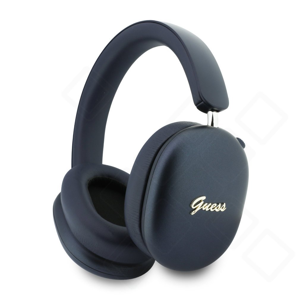 Guess Metallic Finish Gold Script Logo ENC Wireless Headphone - navy