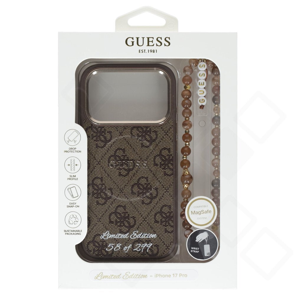 Guess PU 4G MagSafe Strap Limited Edition of 299 Case für Apple iPhone 17 Pro - brown