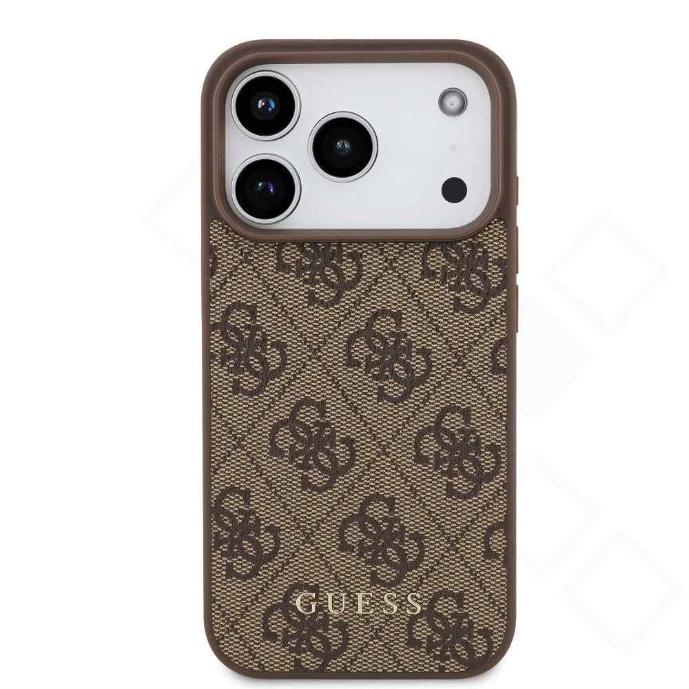 Guess PU 4G Metal Classic Logo Case für Apple iPhone 17 Pro, 18 Pro - brown