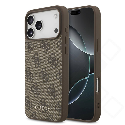 Guess PU 4G Metal Classic Logo Case für Apple iPhone 17 Pro Max, 18 Pro Max - brown
