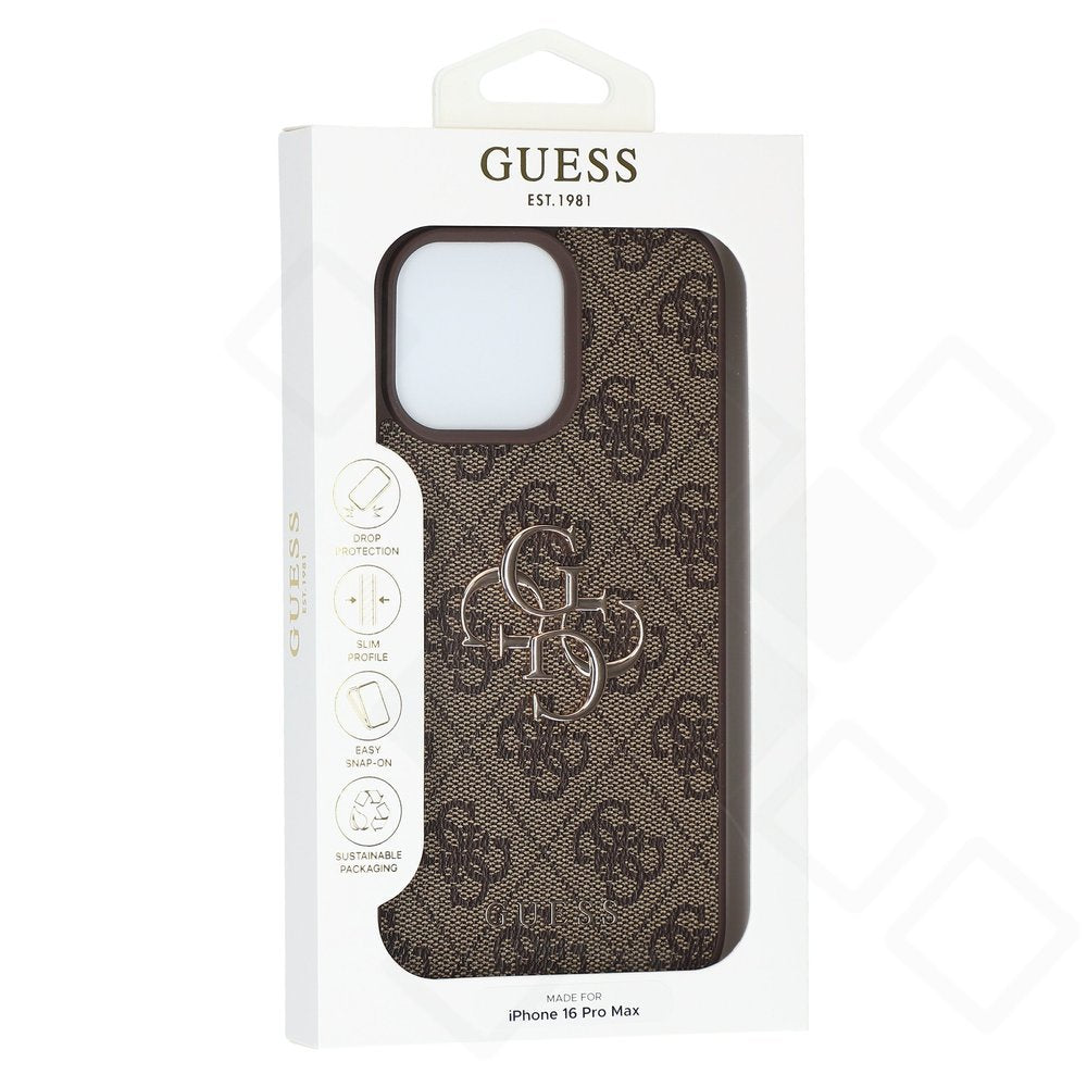 Guess PU 4G Metal Logo Case für Apple iPhone 16 Pro Max - brown