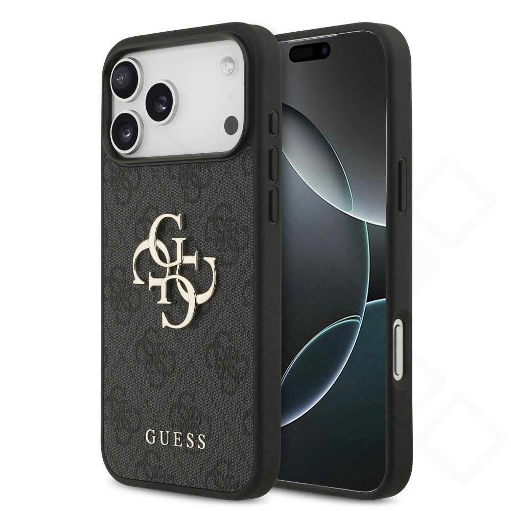 Guess PU 4G Metal Logo Case für Apple iPhone 17 Pro Max, 18 Pro Max - grey
