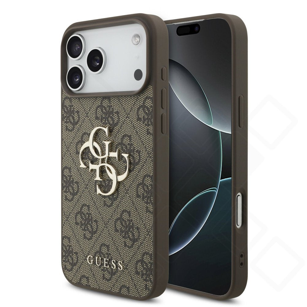 Guess PU 4G Metal Logo Case für Apple iPhone 17 Pro, 18 Pro - brown