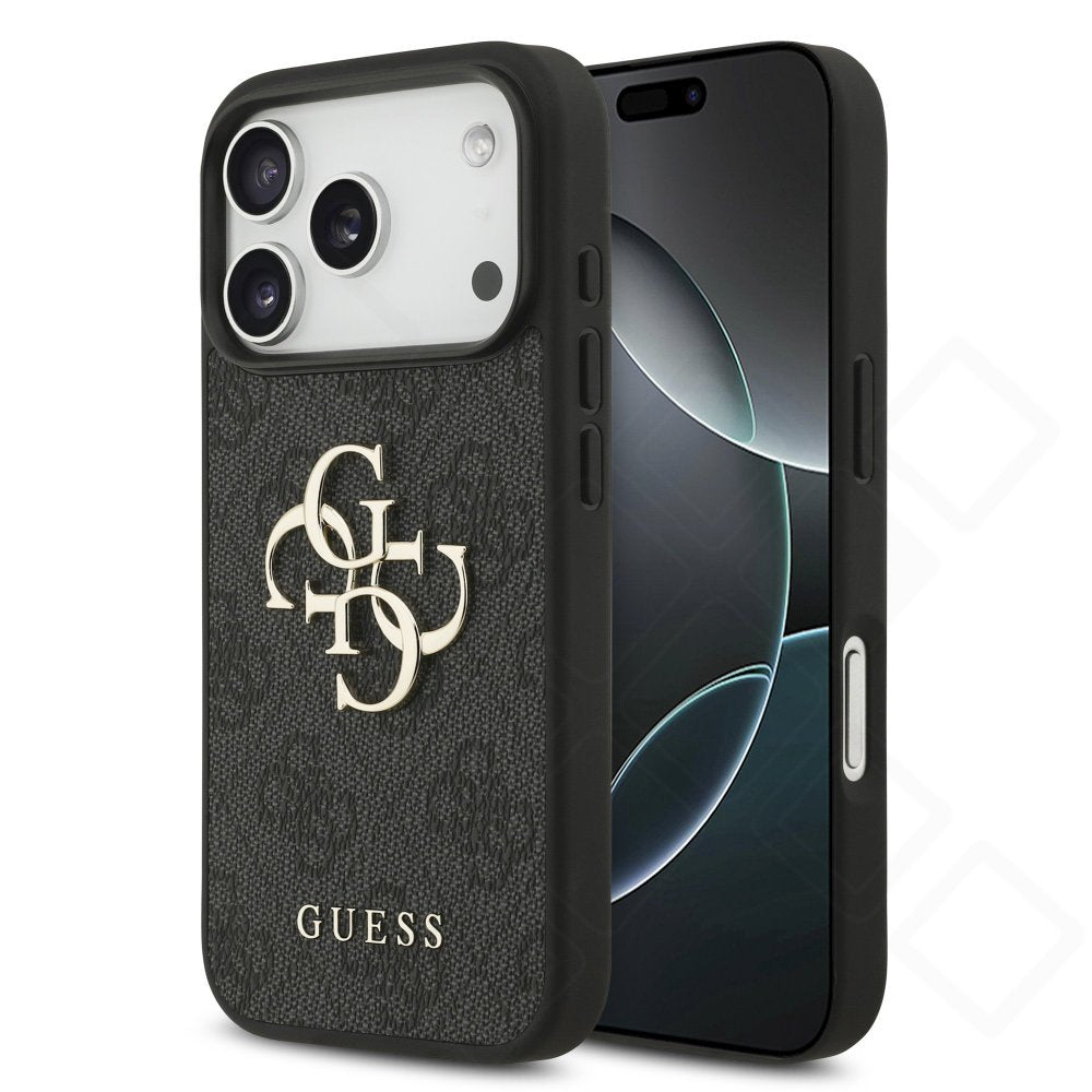 Guess PU 4G Metal Logo Case für Apple iPhone 17 Pro, 18 Pro - grey