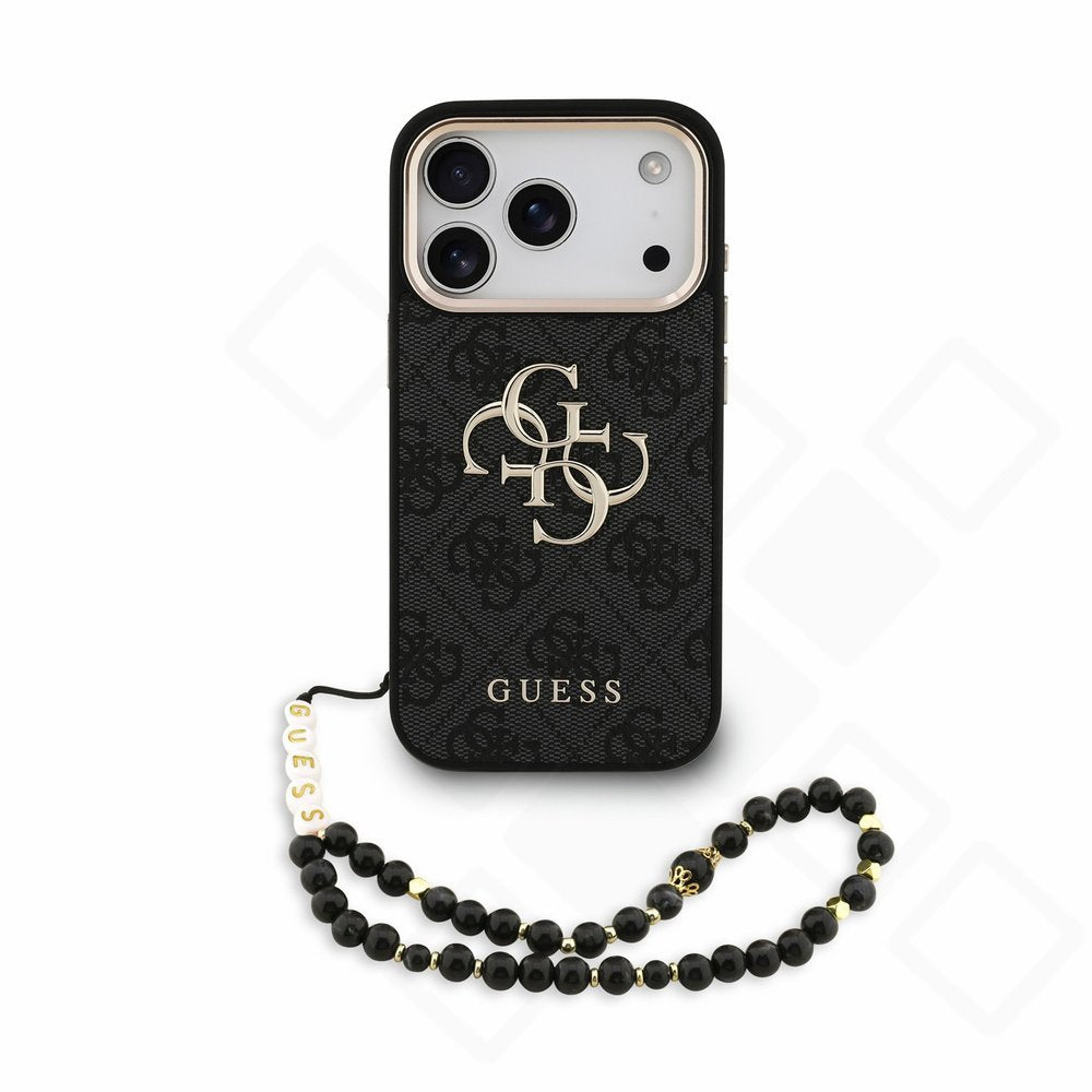 Guess PU 4G Metal Logo Strap Case für Apple iPhone 17 Pro, 18 Pro - black