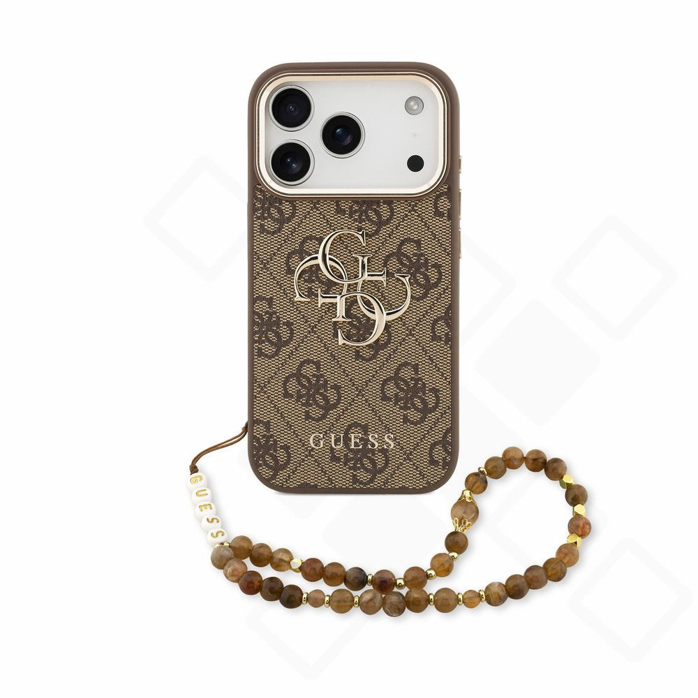 Guess PU 4G Metal Logo Strap Case für Apple iPhone 17 Pro, 18 Pro - brown
