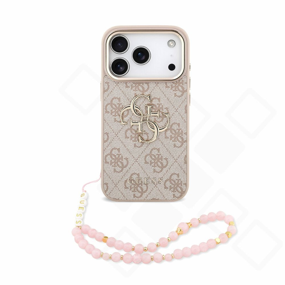 Guess PU 4G Metal Logo Strap Case für Apple iPhone 17 Pro, 18 Pro - pink