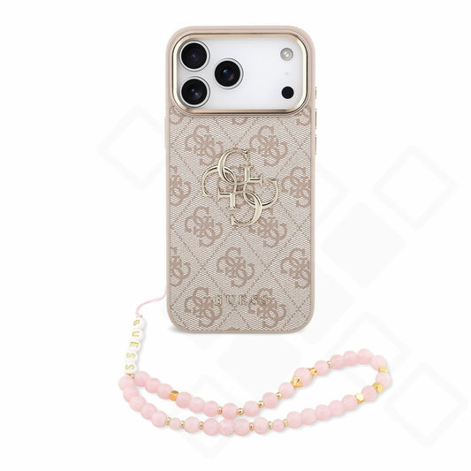 Guess PU 4G Metal Logo Strap Case für Apple iPhone 17 Pro Max, 18 Pro Max - pink