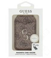 Guess PU 4G Mirror MagSafe Kartenhalter mit Spiegel und Standfunktion braun