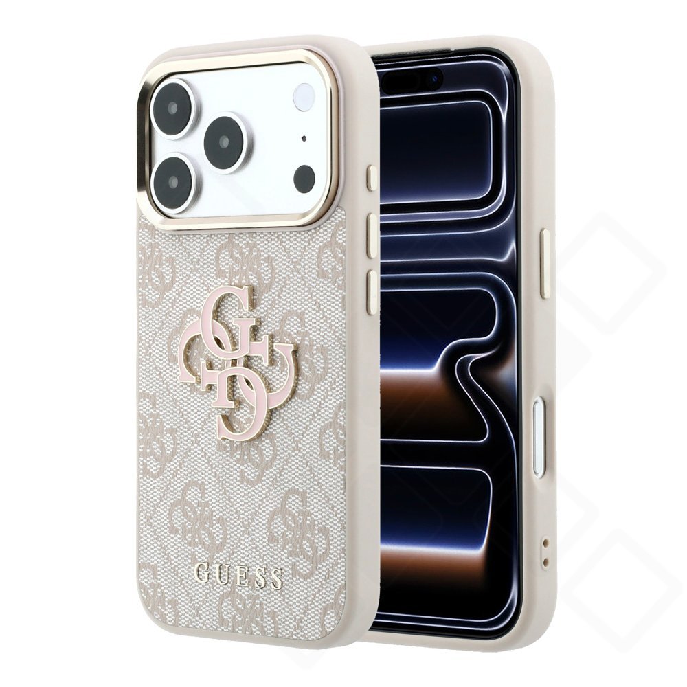 Guess PU 4G Resin Logo Case für Apple iPhone 17 Pro, 18 Pro - pink