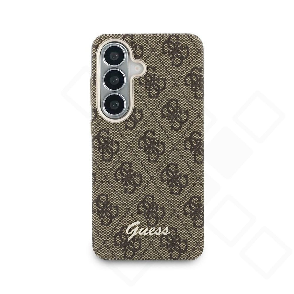 Guess PU 4G Script Metal Logo Magnetic Case für S942B Samsung Galaxy S26 - brown