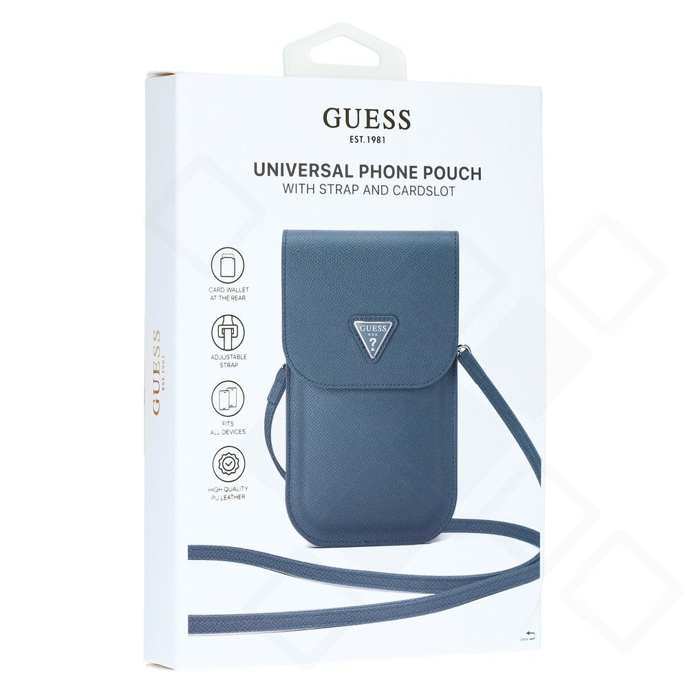 Guess PU Grained Triangle Logo Phone Bag - blue