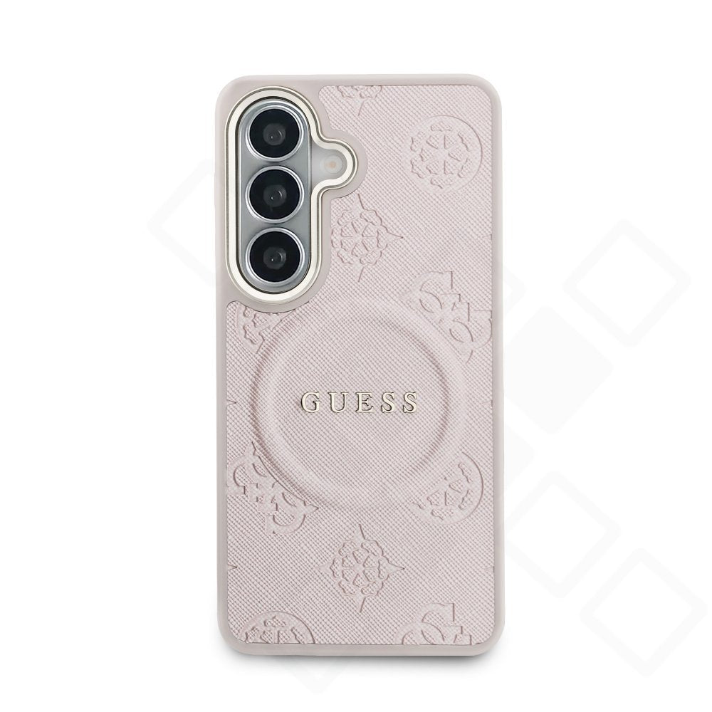 Guess PU Leather Peony Pattern Magnetic Case für Samsung Galaxy S26 – Pink