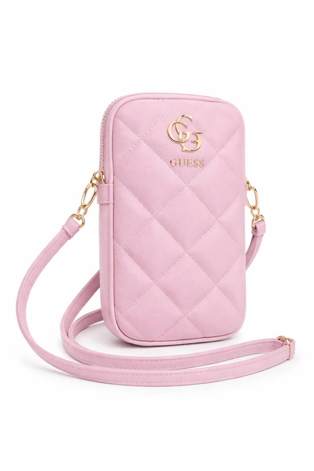 Guess Quilted 4G Metal Logo Handy Umhängetasche aus PU-Leder in Pink