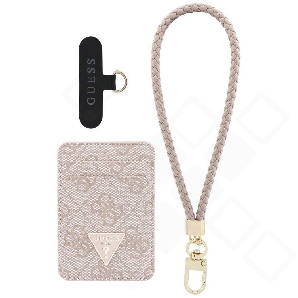 Guess Triangle Magnetic Card Holder + Phone Strap - pink