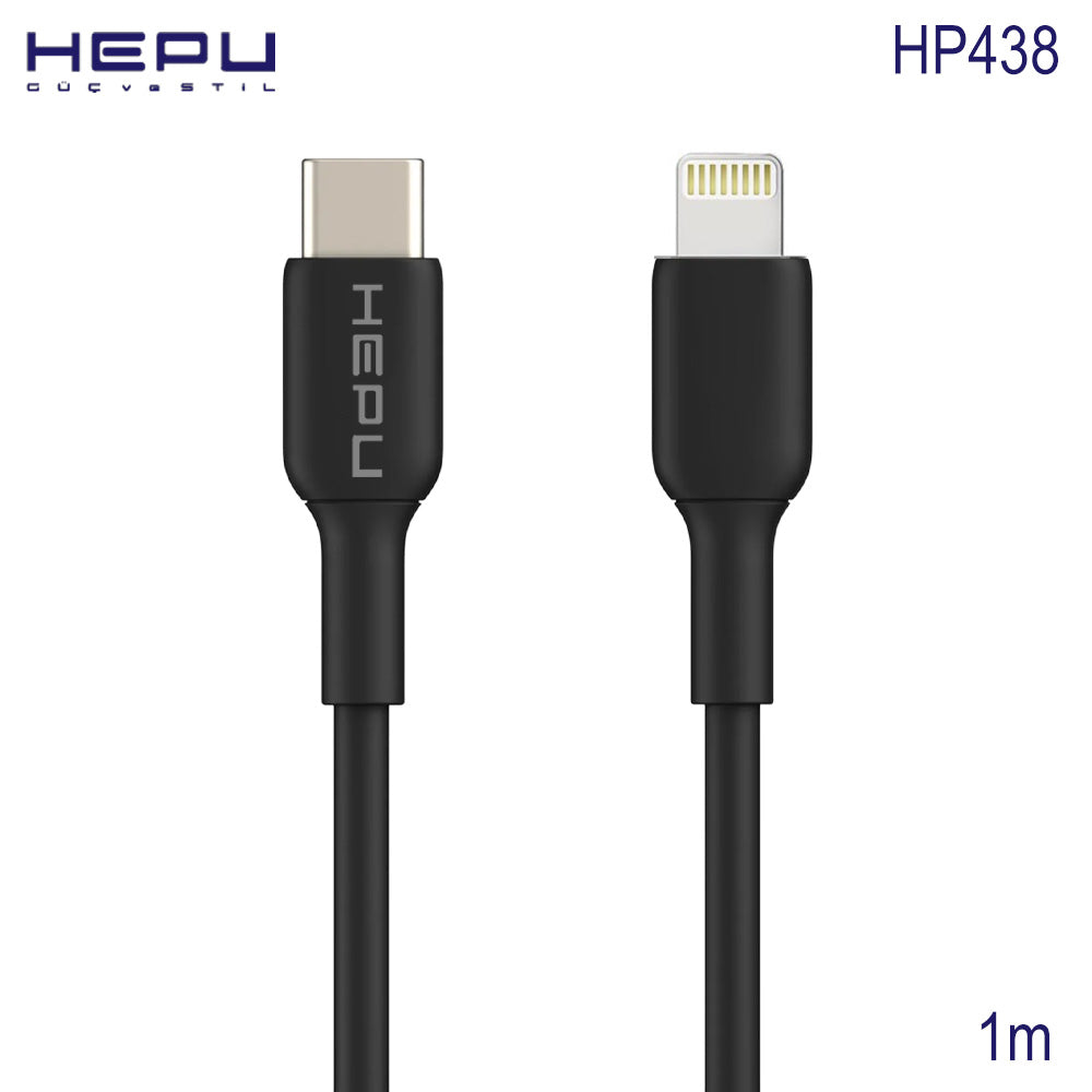 Schwarzes HEPU Cord USB-C-auf-Lightning-PD-Lade- und Datenkabel mit einem Meter Länge