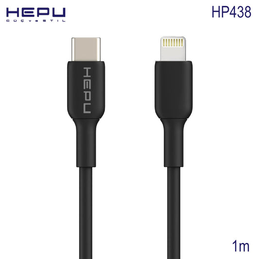 Schwarzes HEPU Cord USB-C-auf-Lightning-PD-Lade- und Datenkabel mit einem Meter Länge