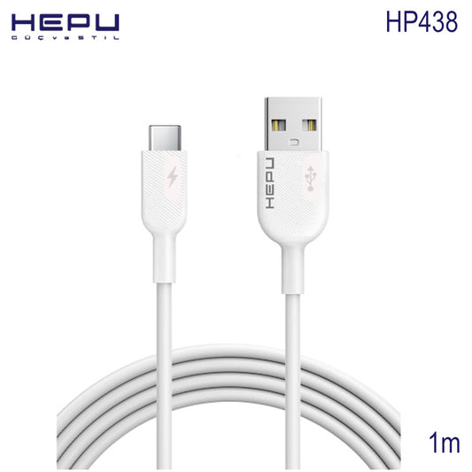 Weißes HEPU Basic USB-A-auf-USB-C-Lade- und Datenkabel mit einem Meter Länge