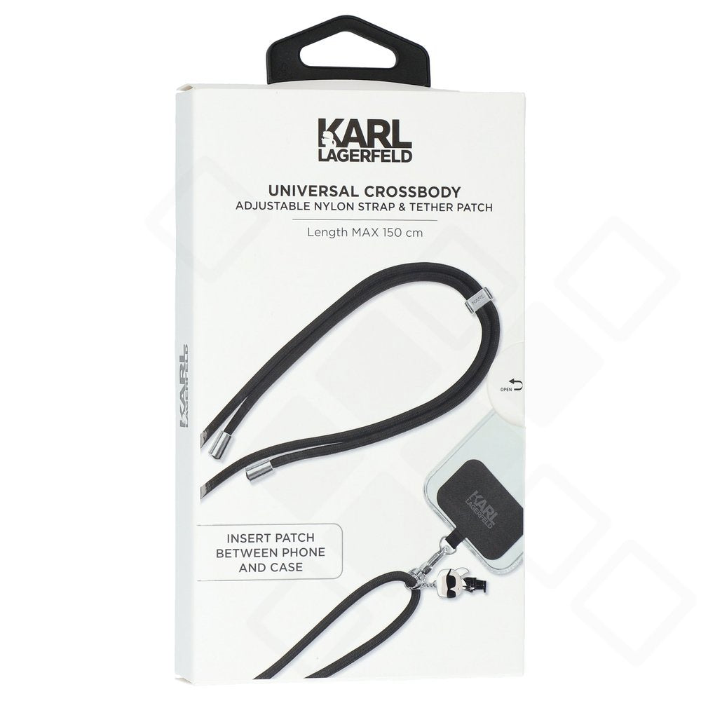 Karl Lagerfeld Crossbody Strap Cord universelles Handyband in Schwarz