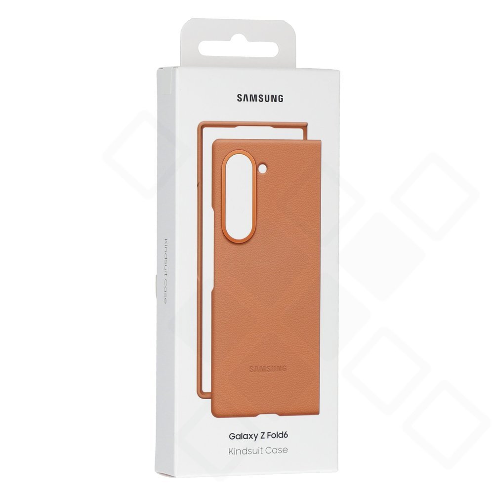 Original Samsung KindSuit Case für Galaxy Z Fold6 aus veganem Leder in Braun