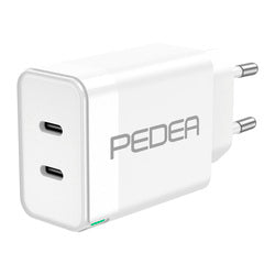 PEDEA Dual USB-C Schnellladegerät 40W PD mit zwei USB-C Anschlüssen in Weiß