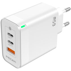PEDEA Triple 65W GaN Schnellladegerät mit zwei USB-C PD und USB-A in Weiß