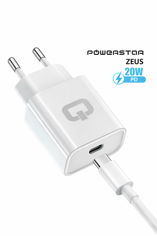 Powerstar ZEUS 20W USB-C Power Delivery Ladegerät mit USB-C Ladekabel in Weiß
