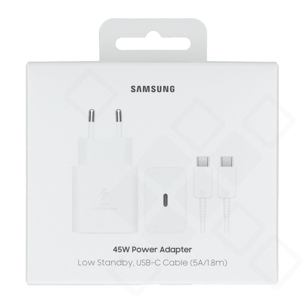 Samsung EP-T4511 USB-C-Schnellladegerät mit 45 Watt und 5A-Ladekabel in 1,8 Meter Länge Weiß