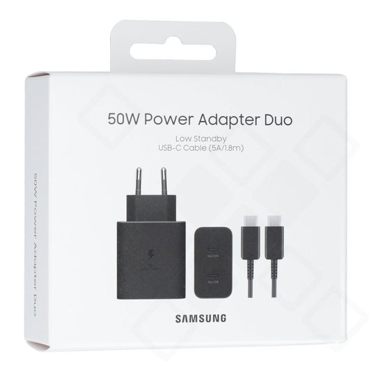 Samsung Duo Wall Charger EP-T5020XBEGEU + USB-C Datenkabel 50W 5A - black