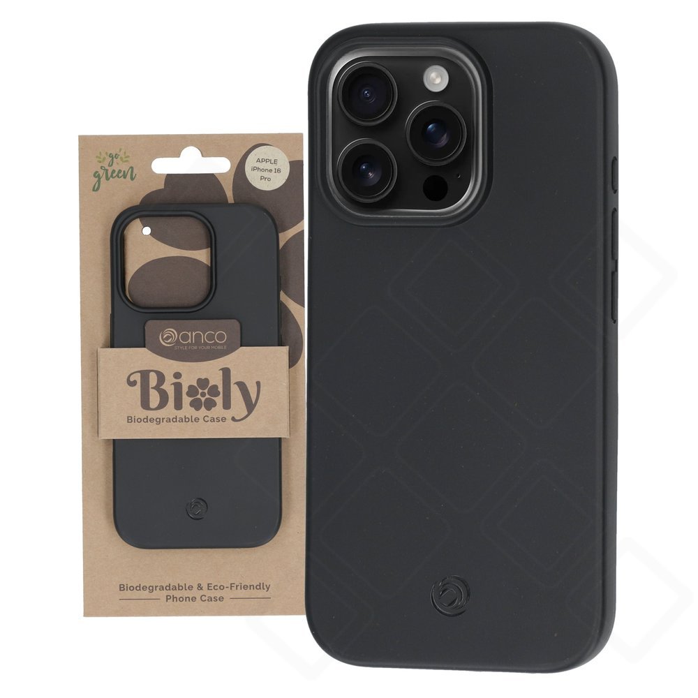 anco Bioly Case für Apple iPhone 16 Pro aus biologisch abbaubarem Material in Schwarz