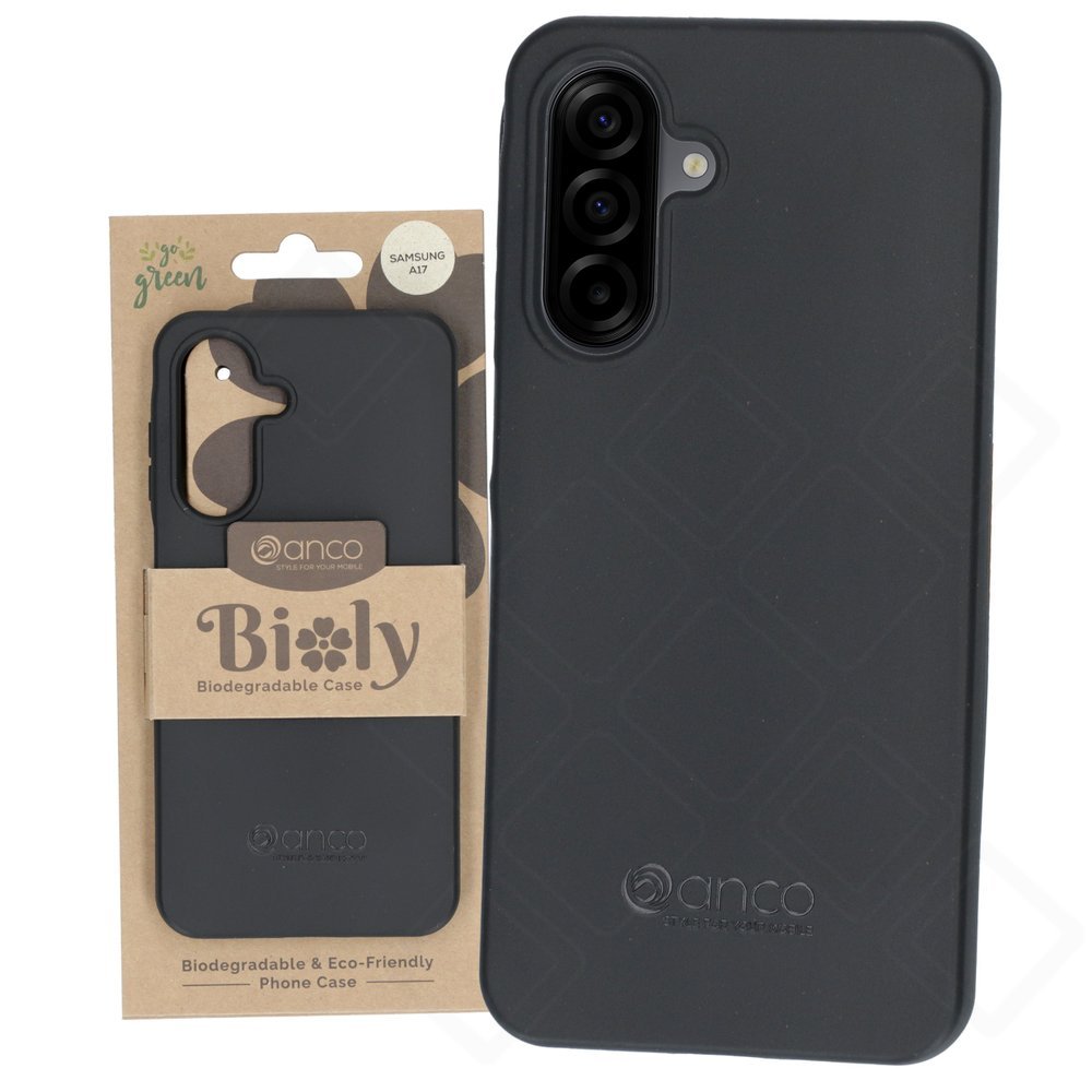 Schwarzes anco Bioly Case für Samsung Galaxy A17 und A18 – Vorderansicht