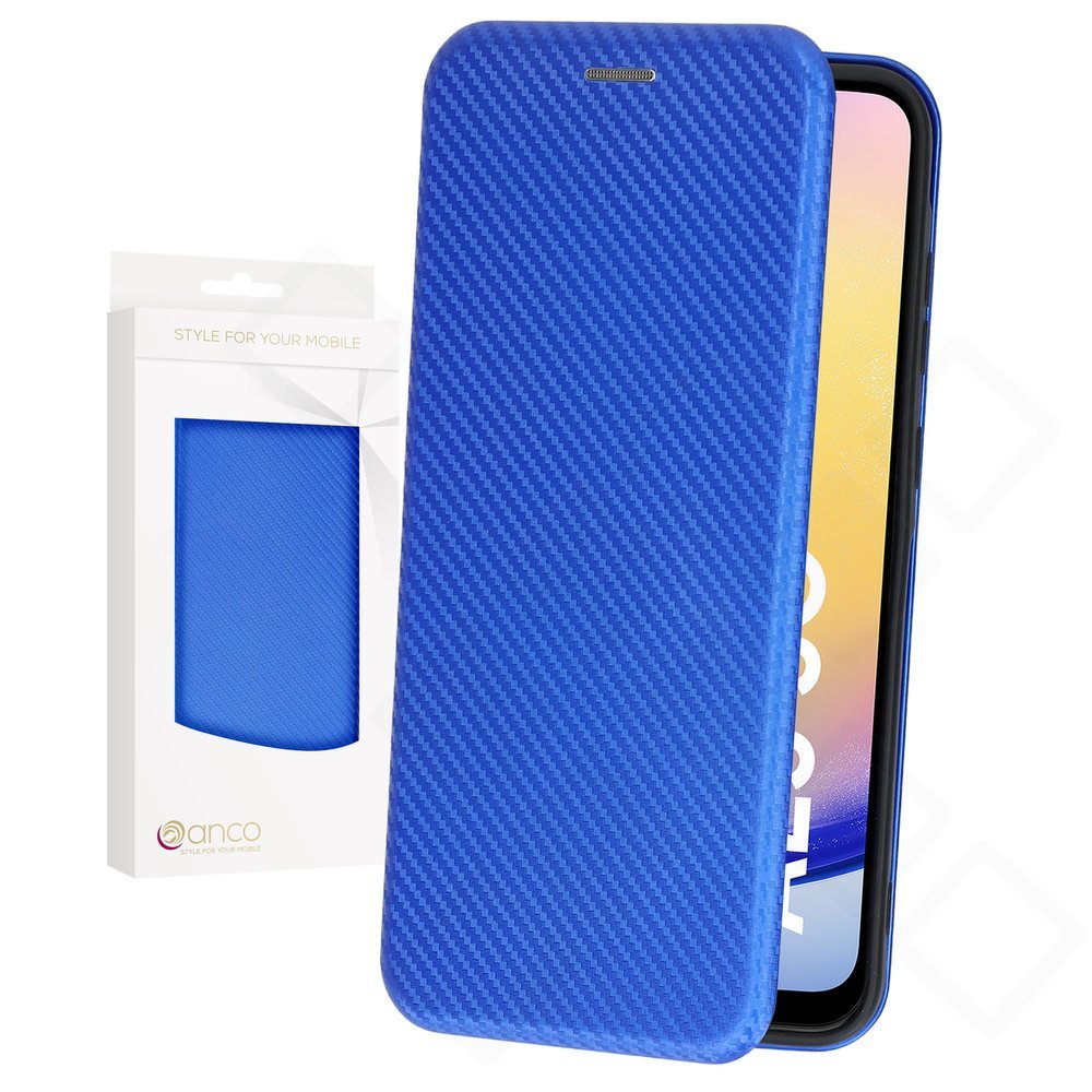 anco Bookcase Carbon Optic für A256B Samsung Galaxy A25 5G - blue