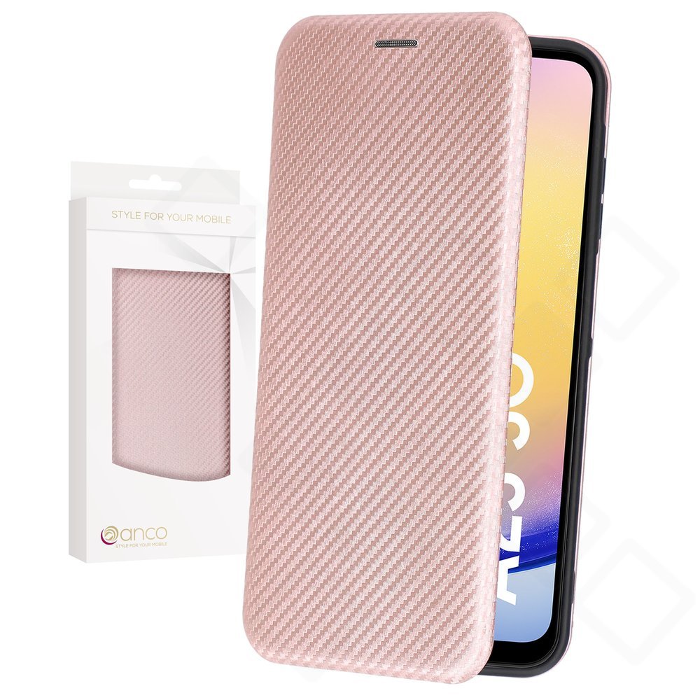 anco Bookcase Carbon Optic für A256B Samsung Galaxy A25 5G - rosé